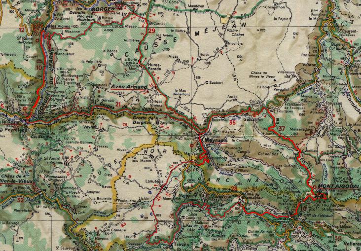 parcourskaart Ronde van de Mont Aigoual